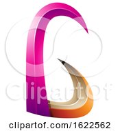 Poster, Art Print Of Orange And Magenta 3d Horn Like Letter G
