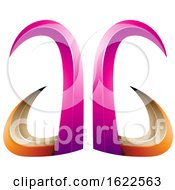 Poster, Art Print Of Orange And Magenta 3d Horn Like Letters A And G