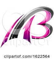 Poster, Art Print Of Magenta And Black 3d Flying Letters A And B