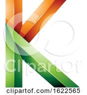 Poster, Art Print Of Green And Orange 3d Geometric Letter K