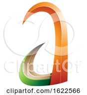 Poster, Art Print Of Orange And Green 3d Horn Like Letter A