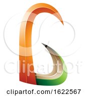 Poster, Art Print Of Orange And Green 3d Horn Like Letter G