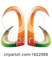 Poster, Art Print Of Orange And Green 3d Horn Like Letters A And G