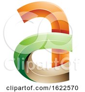 Poster, Art Print Of Green And Orange 3d Curvy Letter A