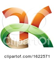 Poster, Art Print Of Green And Orange 3d Curvy Letters A And K