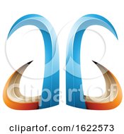 Poster, Art Print Of Orange And Blue 3d Horn Like Letters A And G