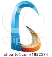 Poster, Art Print Of Orange And Blue 3d Horn Like Letter G