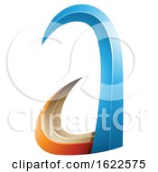 Poster, Art Print Of Orange And Blue 3d Horn Like Letter A