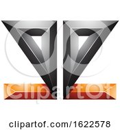 Orange And Black 3d Geometric Letters E