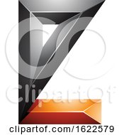 Orange And Black 3d Geometric Letter E