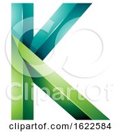 Poster, Art Print Of Green And Turquoise Letter K With Bended Joints