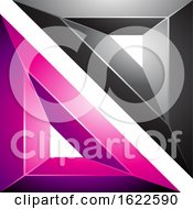 Poster, Art Print Of Magenta And Black Embossed Square Made Of Triangles