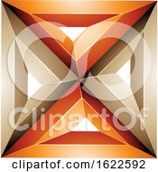 Poster, Art Print Of Orange And Beige 3d Square With Triangles