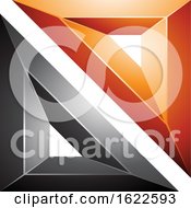 Poster, Art Print Of Black And Orange 3d Geometric Triangles Forming A Square