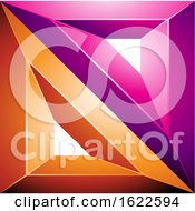 Poster, Art Print Of Magenta And Orange 3d Geometric Triangles Forming A Square