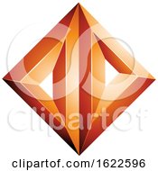 Poster, Art Print Of Orange 3d Diamond