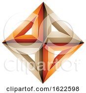 Poster, Art Print Of Orange And Beige 3d Diamond