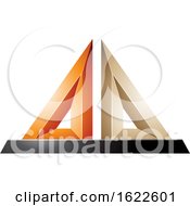 Poster, Art Print Of Orange And Beige 3d Pyramid