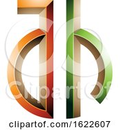 Poster, Art Print Of Green And Orange Key Like Letters A And H