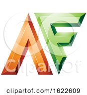 Poster, Art Print Of Orange And Green Dual Letters A And F