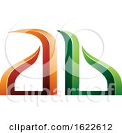 Poster, Art Print Of Orange And Green Bow Like Letters A And B
