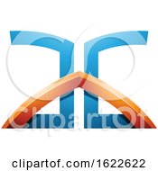 Poster, Art Print Of Orange And Blue Bridged Letters A And G