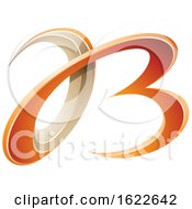Poster, Art Print Of Orange And Beige Curvy Letters A And B