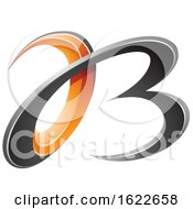 Poster, Art Print Of Orange And Black Curvy Letters A And B