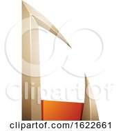 Poster, Art Print Of Beige And Orange Arrow Like Letter C