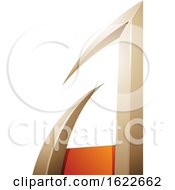 Poster, Art Print Of Orange And Beige Arrow Shaped Letter A