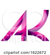 Poster, Art Print Of Magenta Geometric Letters A And K