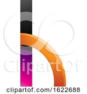 Poster, Art Print Of Magenta And Orange Letter H With A Quarter Circle