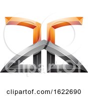 Poster, Art Print Of Orange And Black Bridged Letters A And G