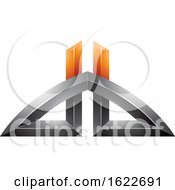 Poster, Art Print Of Orange And Black Bridged Letters D And B