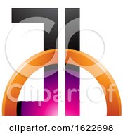 Poster, Art Print Of Magenta And Orange Letters A And H With A Half Circle
