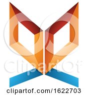 Orange And Blue Butterfly Like Letter E