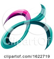 Poster, Art Print Of Magenta And Green Curly Letters A And K