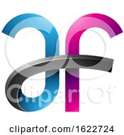 Poster, Art Print Of Magenta And Blue Curvy Letters A And F