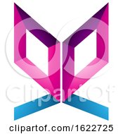 Magenta And Blue Butterfly Like Letter E