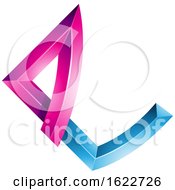 Poster, Art Print Of Magenta And Blue Letter E With Bonded Joints