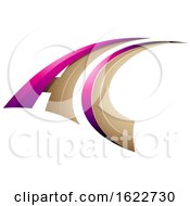 Poster, Art Print Of Magenta And Beige Flying Letters A And C