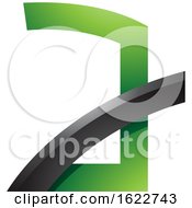 Poster, Art Print Of Green Letter A With A Black Glossy Stick