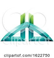 Poster, Art Print Of Green And Turquoise Bridged Letters D And B