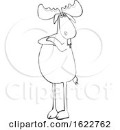 Cartoon Black And White Defiant Moose With Folded Arms