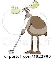 Poster, Art Print Of Cartoon Moose Golfing