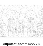 Poster, Art Print Of Black And White Children Building A Structure With Snow