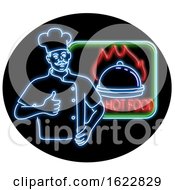 Poster, Art Print Of Chef Thumbs Up Hot Food Oval Neon Sign