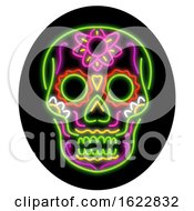Poster, Art Print Of Sugar Skull Oval Neon Sign