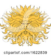 Poster, Art Print Of Helios Greek God Of Sun Head Drawing Color