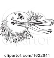 Poster, Art Print Of Angry Kiwi Bird Head Cartoon Black And White
